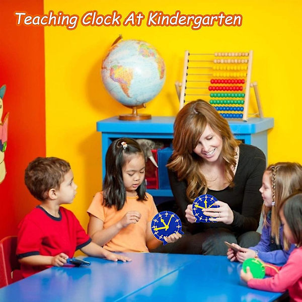 Cm Wealth Learning Clock kompatibel med barn, student Learning Clocks Undervisningstid 12/24 timmar Utrustad klocka 4+ år Blue