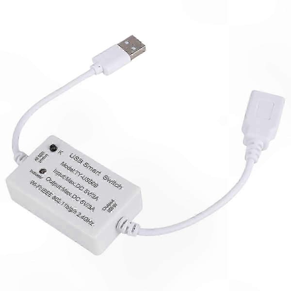 Tuya USB Smart Switch WIFI-controller med timerfunktion til USB-apparater White