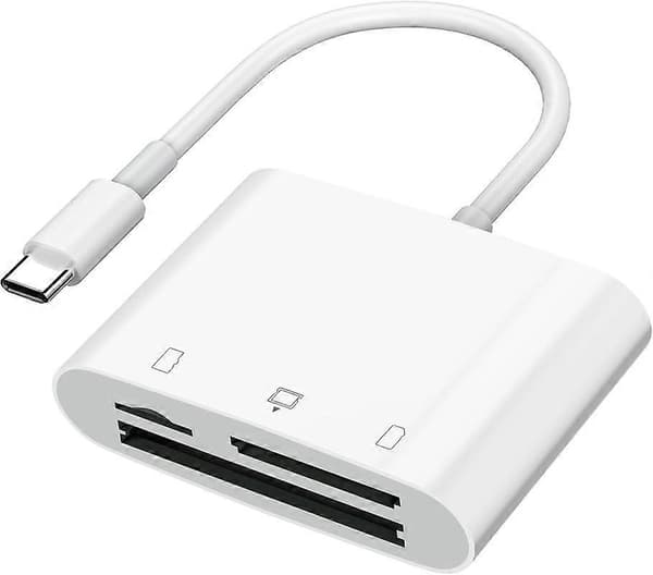 SD-kortlæser USB C til iPhone 15/Android-telefon/iPad/Mac/bærbar computer, 3 kortpladser