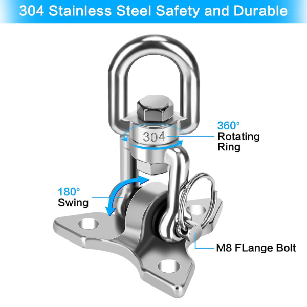 Lofthængt krog hængestol 360 drejelig krog, rustfrit stål udendørs beslag op til 500 kg til loftsmontering hængende hængekøje