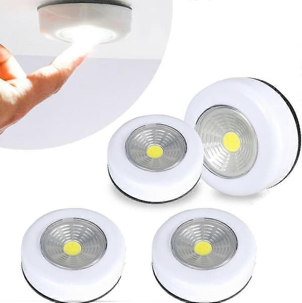 4 stk LED nattlys, LED berøringslys, selvklebende lys under skap