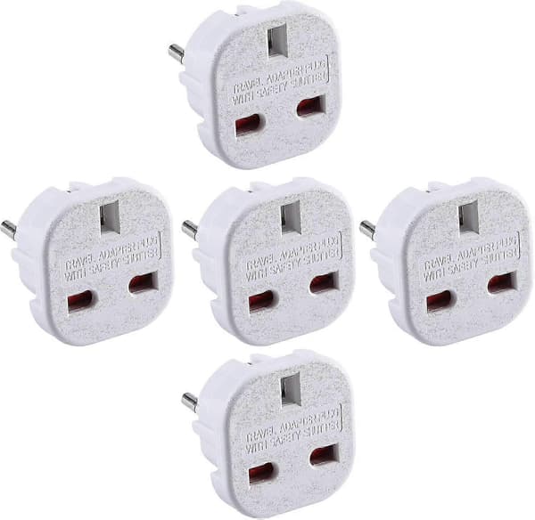 5-pack reseadapter | till europeisk stickkontaktadapter (Euro typ C, E, F)
