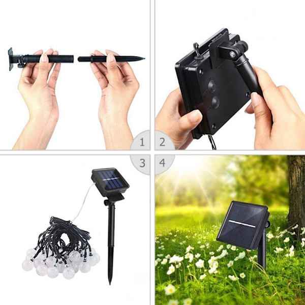Solar lysstreng LED boble perler, runde perler, krystalkugle fe snor lys udendørs juledag Dekorativt blinkende lys