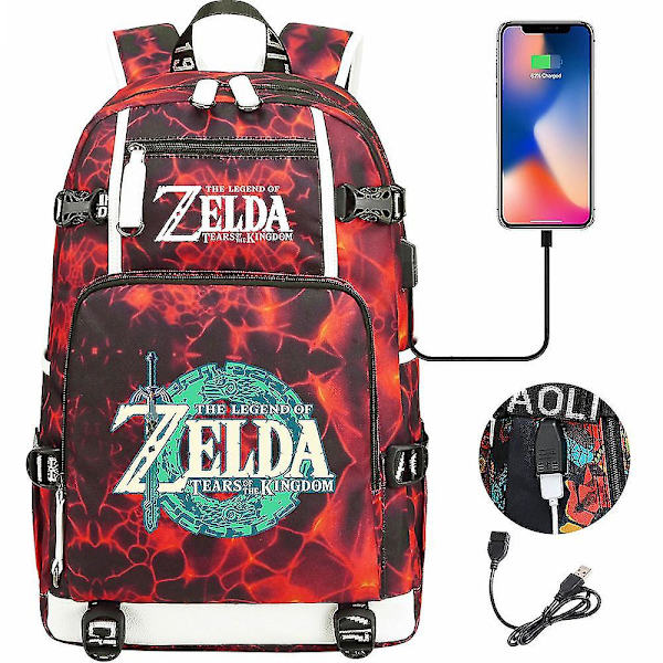 Breath Of The Wild Fans: Eye Game USB ryggsäck för Cosplay, Skola, Resor - Unisex Travel Laptop-väskor, Student Skolväska, Computer Resväska 6