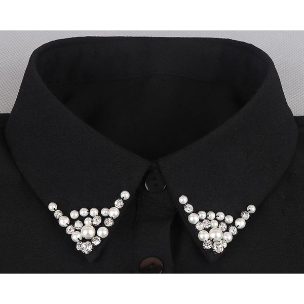 Avtakbar krage med knappestolpe og rhinestones, dekorert krage for bluser og gensere, kvinner