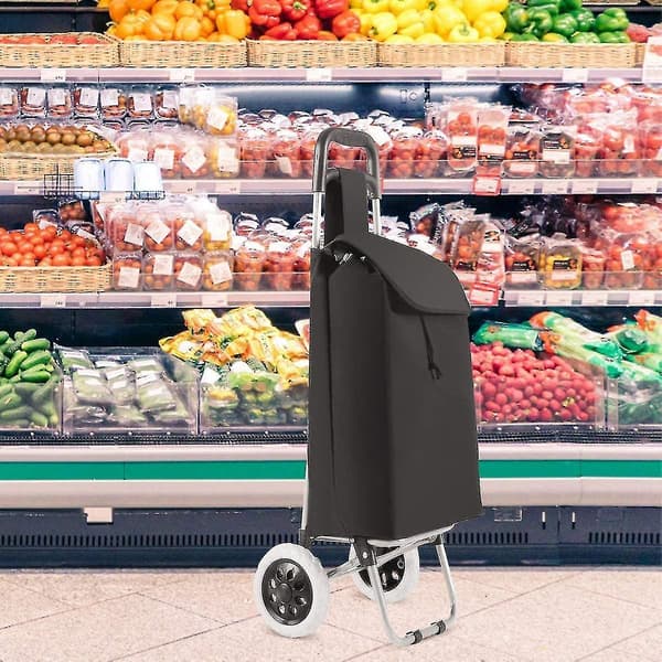Sort Indkøbsvogn Sammenklappelig Indkøbsvogn Indkøbsvogn Op Til 35 kg