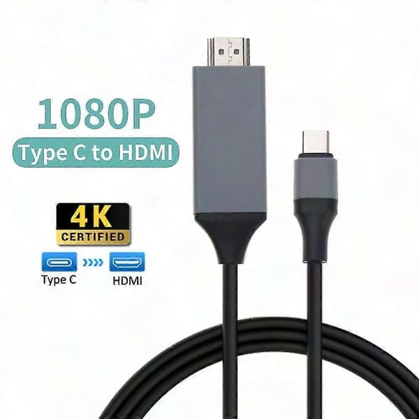 USB C til HDMI-kabel 4K 60Hz 1,8 m, USB Type C til HDMI-adapter til MacBook Pro/Air, Pro, Galaxy S23/S22/S21, Dell XPS, Google Pixel red