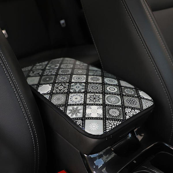 Cover Universal Läder Etnisk stil Print Vattentät halkfri förvaringsbox Pad Auto Styling Interiörtillbehör - Armstöd Gray