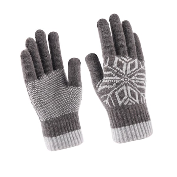 Lämpimät käsineet Printed käsineet Full Finger Gloves Kosketusnäyttö Käsineet Talvitarvikkeet Grey 21*11cm