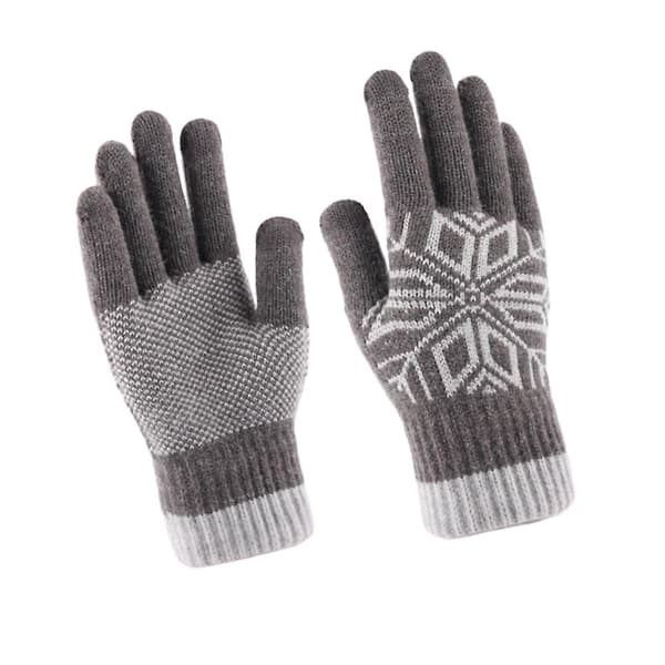 Varme handsker, trykte handsker, handsker med fuld finger, touchskærmshandsker, vintertilbehør Grey 21*11cm