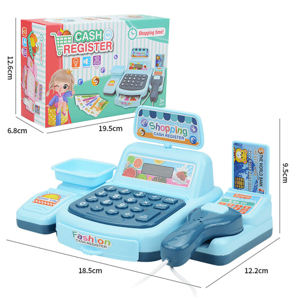 Elektroniske barn late som leker Husleker Simulering Supermarked Pengespill med fungerende skanner Kredittkortlekesett Pink One Size
