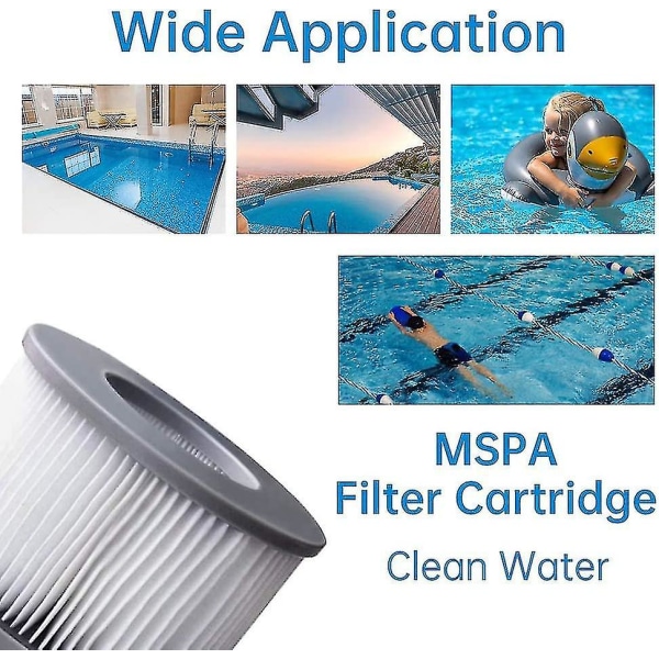 6 stk boblebadsfiltre til Mspa oppustelige pools, filterpatronpumpe opgraderet version til Mspa alle nuværende spas