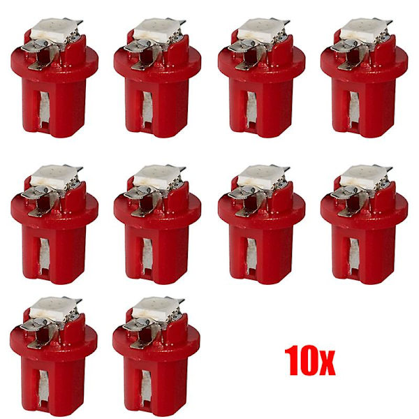 10 kpl T5 B8.5d 5050 1 Led 12v Auto Instrument Light Auto Keskikonsoli Vaihtolamppu A/c Paneelit Lamppu Auton sisustustarvikkeet|koristelamppu| Red
