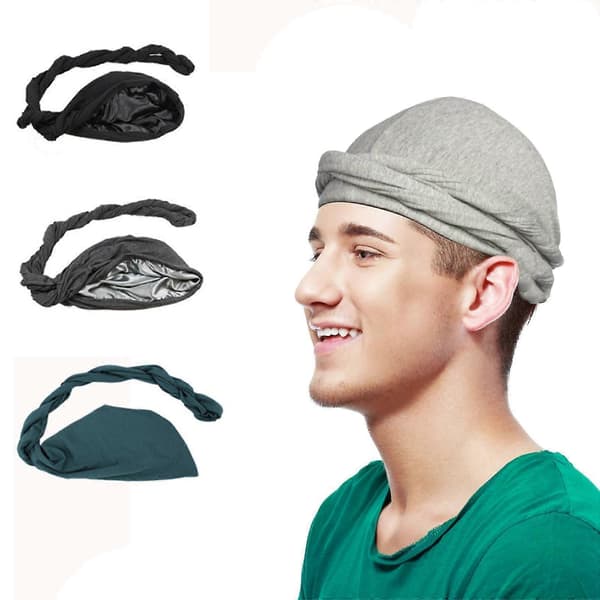 Herreturban, Halo satengfôrede hodeplagg, elastiske Durags med lange vridde stropper, kul lue red 58cm-60cm