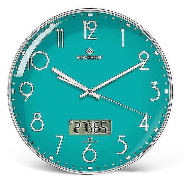 30 cm väggklocka tyst kvarts med termohygrometer - modern minimalistisk rund för vardagsrum, sovrum, kontor
