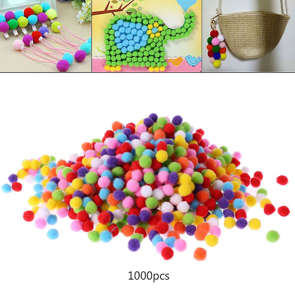 1000 stk myke runde fluffy håndverkspomponger ball blandet farge pom poms 12mm DIY håndverk