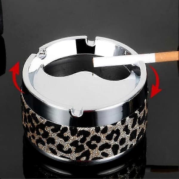 Bilaskfat med leopardmönster och lock för utomhusbruk - Roterande design Gul silver