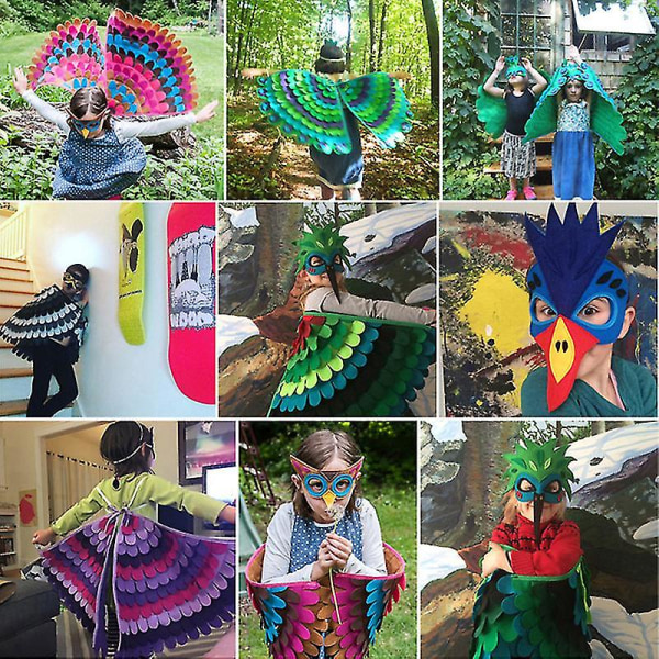 Birds Wing -asu Halloween Roolileikki Juhlien suosikit Festivaalin huivi Rave -pukeutuminen lapsille 36