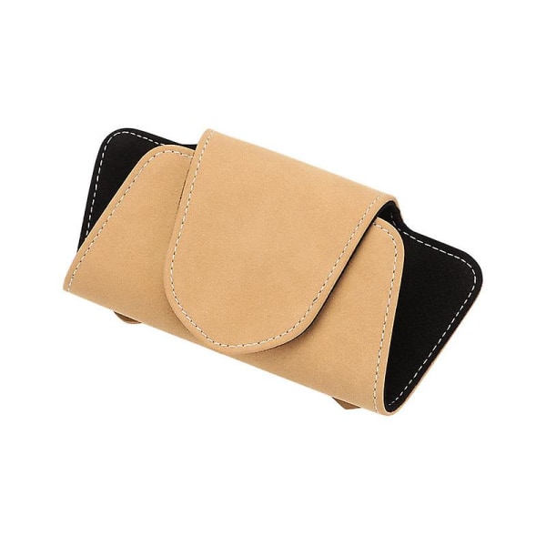 Autolasit Case Mokkanahka Auto Aurinkosuojalasit Teline Aurinkolasit Clip Card Lipputeline Universal Multi Function Autotarvikkeet| | Beige