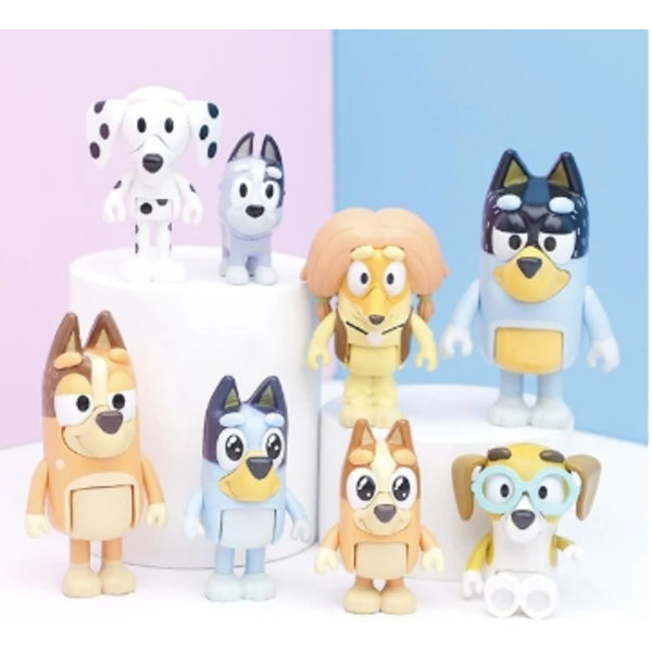 Cartoon Animation Bluey Playtime Toys Modell Figurer Barnleksak 12 ST 12PCS