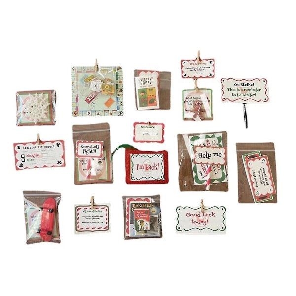 Elf Kit 30 Days Of Christmas, Morsomme alveaktiviteter, Elf rekvisitter, Elf On The Shelf Kit, Countdown Fun Ch