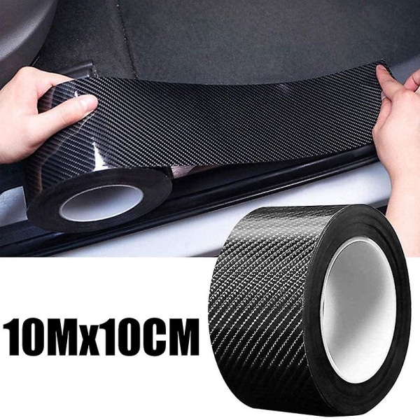 5/10m 3d karbonfiber bilklistremerke DIY Paste Protector Strip Auto Dørterskel Sidespeil Anti Scratch Tape Vanntett Beskyttelsesfilm| | 10cm 5m