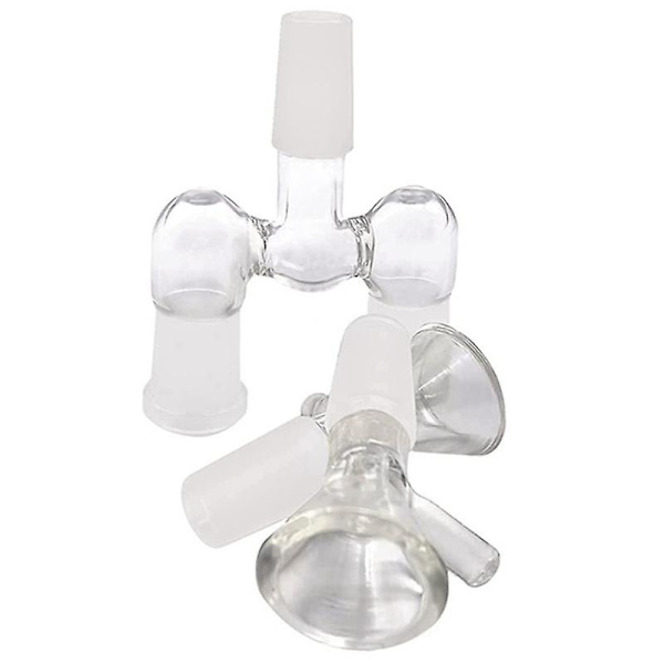 Glasrørsadapter, 2 stk 14 mm han-til-dobbelt 14 mm hun-adapter med 4 stk 14 mm gennemsigtigt glas sjov