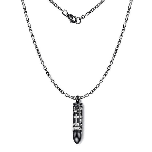 Bestselger Bullet Shape Kremasjonsanheng Halskjede Urne Halskjeder For Human Pets Ashes Memorial, svart