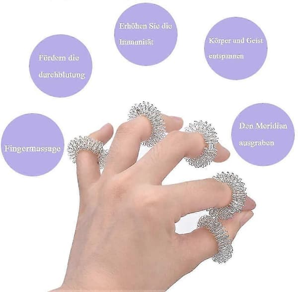 5 stk massasjering piggete sensoriske fingerringer, akupressurringer silver