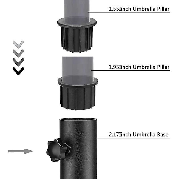 2 set Uteplats Paraply Base Stand Ersättningsdelar Paraply Base Fäste Hål Ring Plug Cov Black