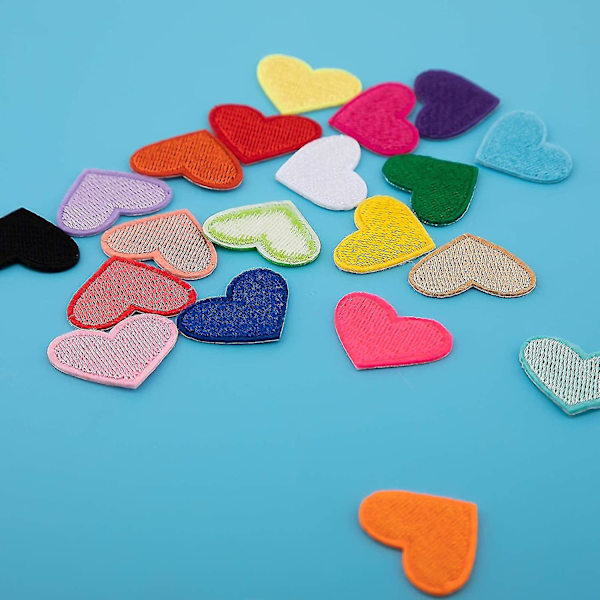 20 Patch Mini-berusende lav-patch-lapper Farverigt hjerte til udsmykning og reparation af tøj