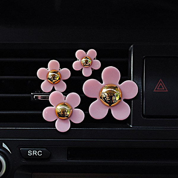 4 stk Biluttak Vent Parfymeklemme Small Daisy Aircondition Aromaterapiklemme Bil Interiørdekorasjonsutstyr Luftfrisker - Ornamenter black