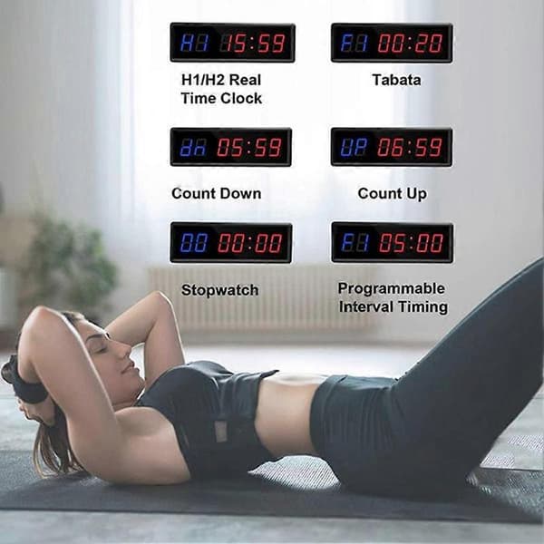 Gym Timer, LED Intervalltimer Digital Nedräkning Klocka Fitness Timer, Siffror Ner/Upp Klocka Stoppur