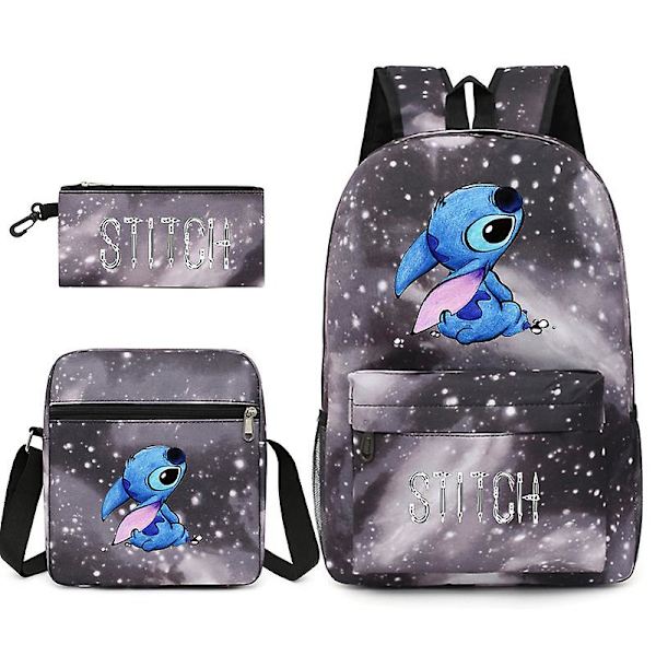 3kpl / set Stitch Kids Reppu Sarjakuva Stitch Print Lastentarha Penaali Case Tyttö Olkalaukku Lasten Koululaukku Lahja H