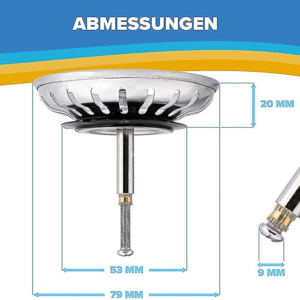 79/82 mm för Blanco-byte Justerbar diskbänkssil Rostfri diskbänkssil i rostfritt stål med pluggfunktion