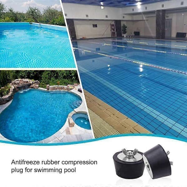 Vinterplugg för pool. 51 mm gummipropp med vingmutter i rostfritt stål för underhåll av poolrör under vintern (2 stycken)
