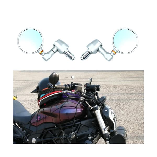 Motorcykelreflektor Rund Klassisk Eftermontering Blå Anti- Backspegel För Styre Innerdiameter