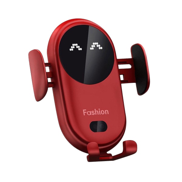 Automatisk fastspænding Trådløs oplader Bilholder Smart Infrarød Sensor Vent Mount Mobiltelefon Bracket Stand Red