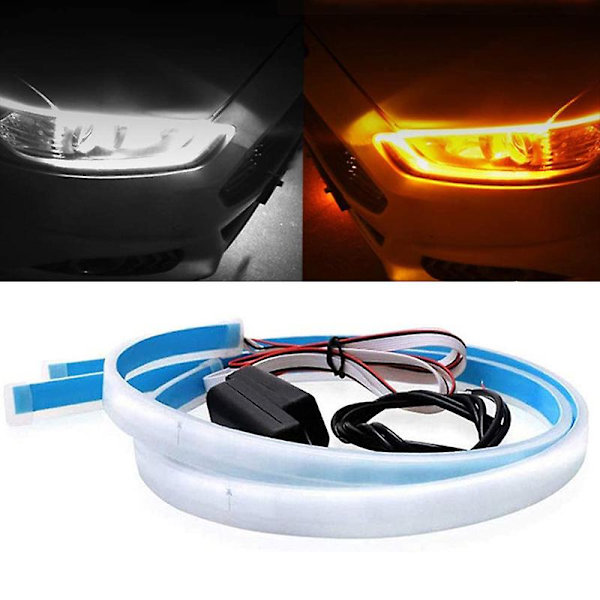 Led Fleksibel Bil Kørelys Drl Vandtæt Forlygte Blinklygte 30cm 45cm 60cm Auto Dekoration Tilbehør 2stk| | Red 60cm