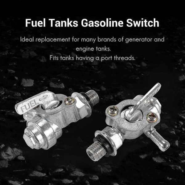 2x Bensinbränslekranbrytare för generator, gasmotor, bränsletankar silver