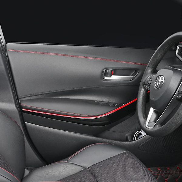 Pu Läder Bilgjutning Självhäftande Trim Dekoration Linje Gör-det-själv Dashboard Fläta Strip Bilar Styling Dekal Biltillbehör Interiör| | Red 200cm