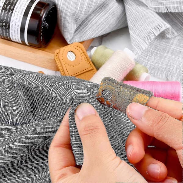 4 st läderfingerborgar för handsömnad, quiltning, nålhantverk