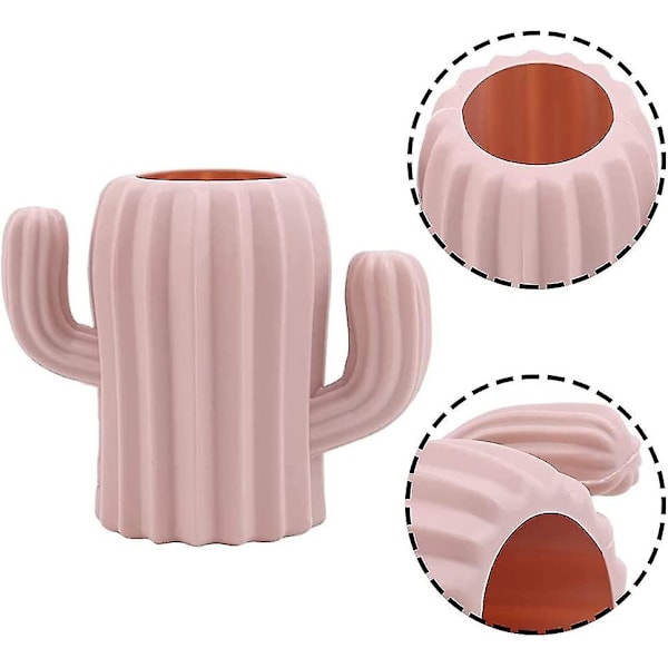 2 stycken penna Blyertskrukhållare, pennbehållare för brevpapper, pennhållare i kaktusform (rosa, grön)