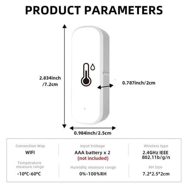 2 x Tuya Wifi Temperatur- og Luftfugtighedssensor Indendørs Termometer Hygrometer 2