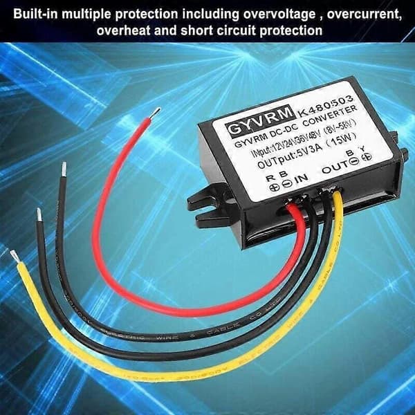 Spenningsregulator DC-DC Regulator 12V/24V/36V/48V til 5V 3A Strømforsyning DC Step-Down Omformer