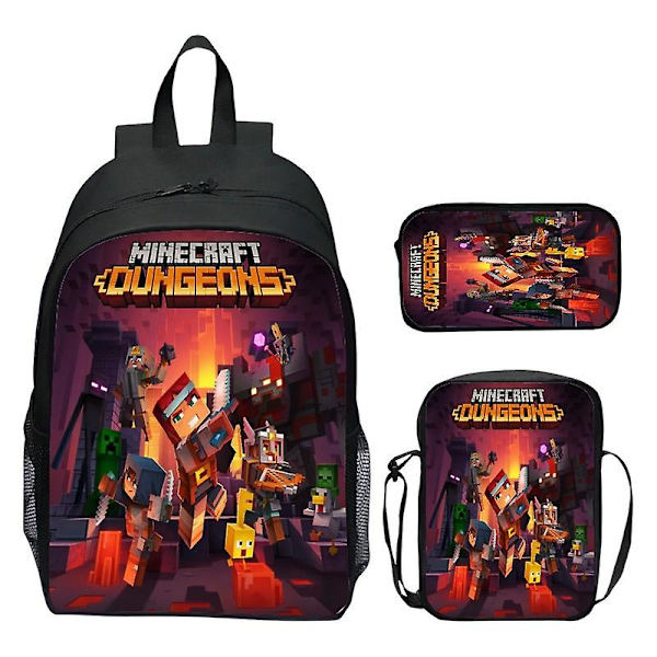 Minecraft Reppu Sarjakuvapelit 3 kpl Koulureput tytöille Pojille Set Peruskoulun lasten opiskelijoiden kuorman lievitys Mochilas Ivory