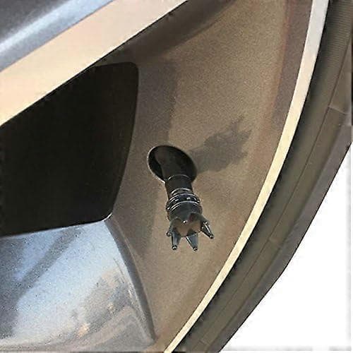 (svart) 4 kroneventilhetter Universal Bling ventilhette Krystallventilhette Rhinestone ventilhette Krom bilkroneventildeksel