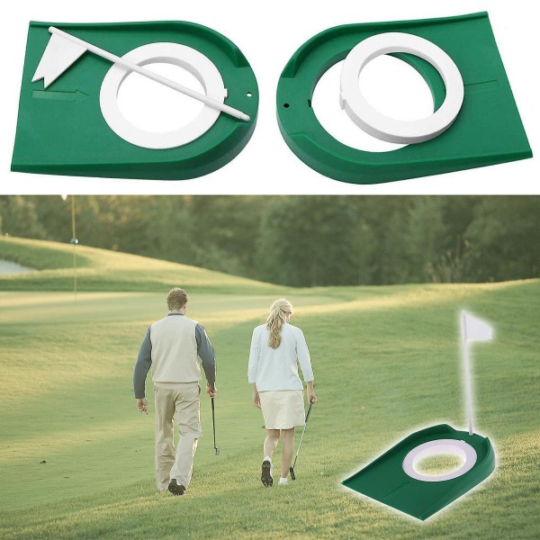 1 golfträningsmatta med hål och logotyper Bärbar putter för inomhuskontor