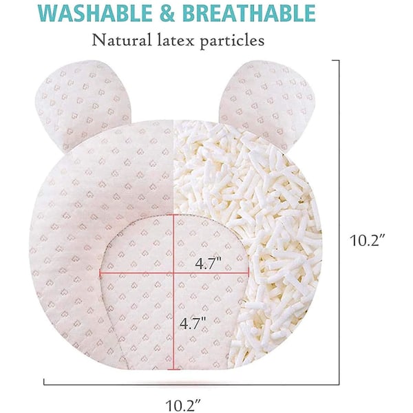 Muitar Mjuka baby kuddar Unisex nyfödda Huvudformande spädbarnsstöd Sovhuvud Sovkuddar med björnöron (beige)
