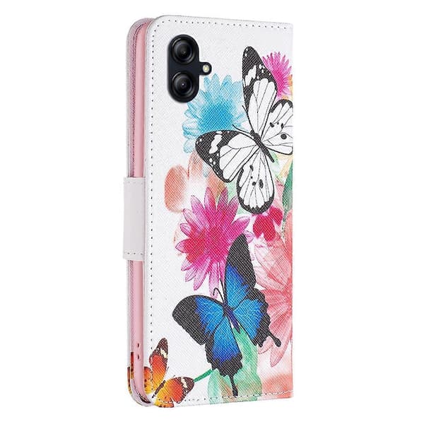 För Samsung Galaxy A04e Ritningsmönster Läderfodral Butterflies